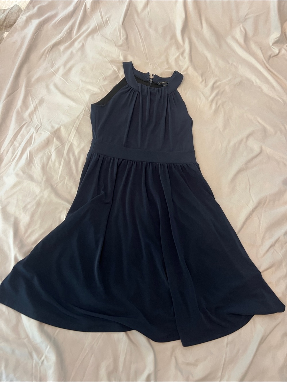 Banana Republic Navy Sleeveless Gathered Neck Dress